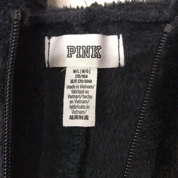 VS PINK Teddy One piece pjs Black w/Red Hearts cozy fall limited edition warm - Picture 5 of 12